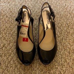 Michael Kors peep toe sling backs black heels
